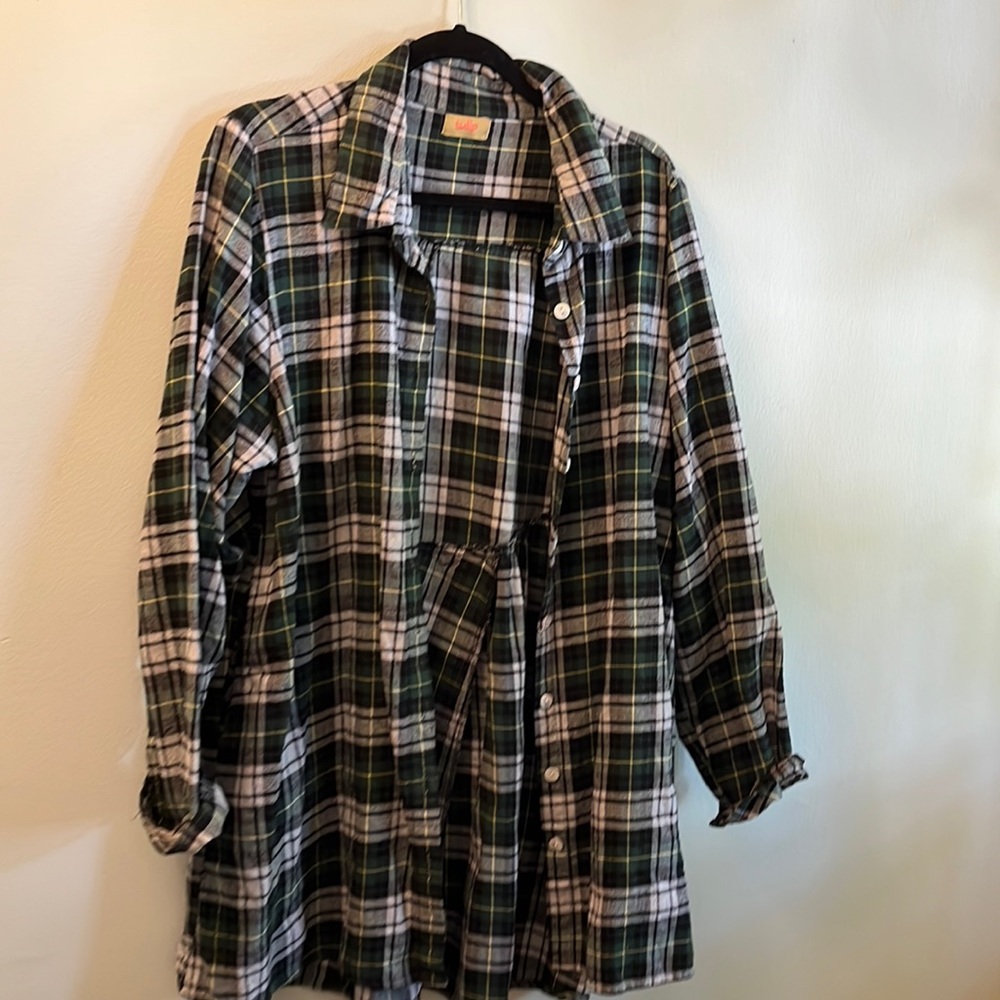 Tulip tunic plaid top with pockets